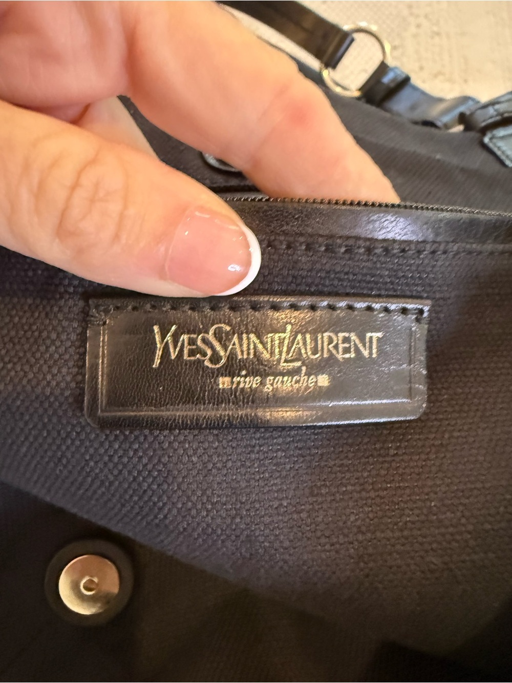 Saint Laurent Black Canvas Tote with Leather Handles - Picture 3 of 13